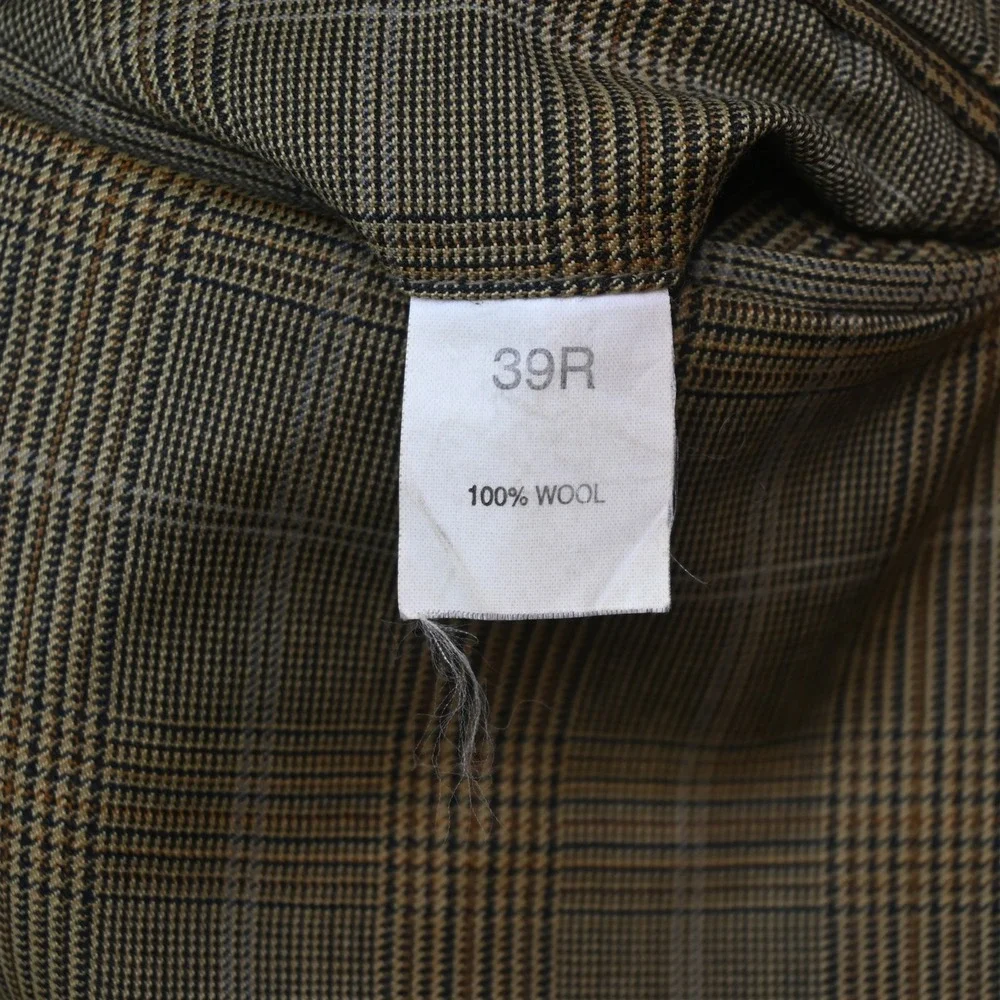 Jos A Bank 44R 36x30 Brown Glenn Check 100% Wool Mens Jacket Pants Suit